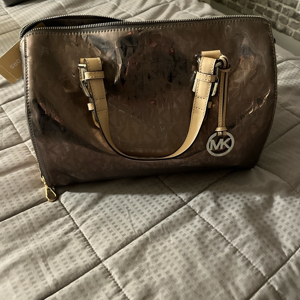 Michael Kors Grayson Large Mirror Metallic Satchel